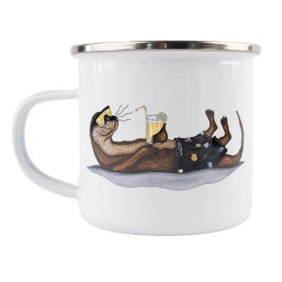 An Otter Vacation Emaille Tasse