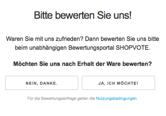 Zustimmung Bewertungsemail