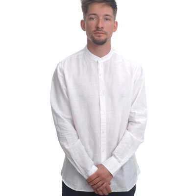Long Sleeved Cotton Linen Shirt bright white XL