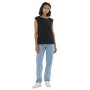Loose Fold Up Linen T-Shirt Black Jet