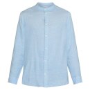Regular Linen Stand Collar Shirt asley blue