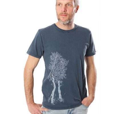 T-Shirt Men Stone Washed Blue Birke M