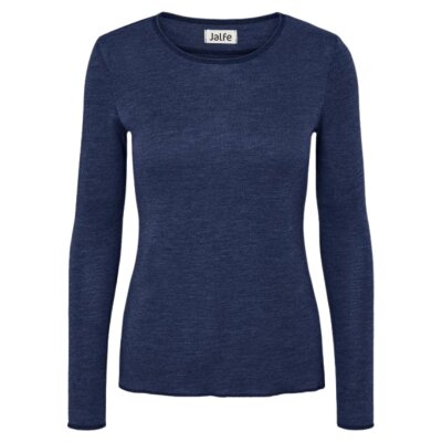 Longsleeve Wolle jeansblau/schwarz S