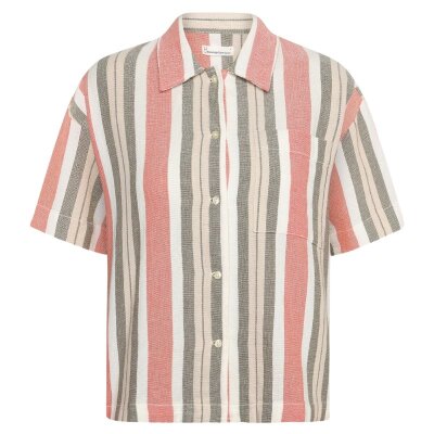Striped Short Sleeved Shirt Green Stripe