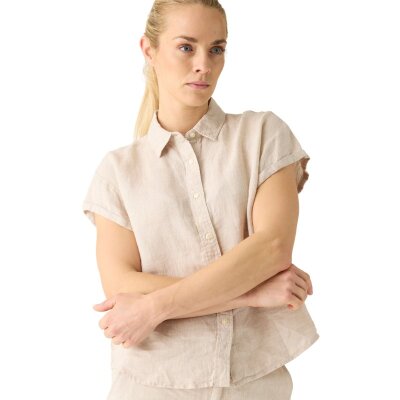 Aster Fold Up Short Sleeve Linen Shirt Light Feather Gray