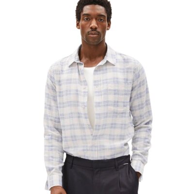 Hemd Flaavien Check Oatmilk-Blue Wave