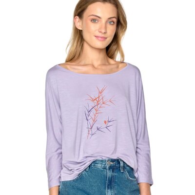 LS T-Shirt Nature Bird Reed Lilac