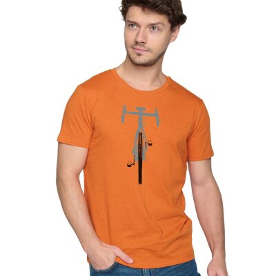 T-Shirt Bike Front Stamp Guide Black Heather Orange