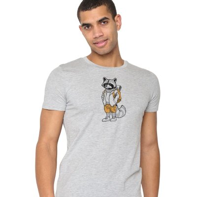 T-Shirt Animal Raccoon Hike Guide Heather Grey