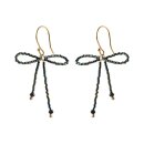 Bow Black Onyx Green Coloured Earrings GC