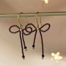 Bow Black Onyx Red Colored Earrings GC