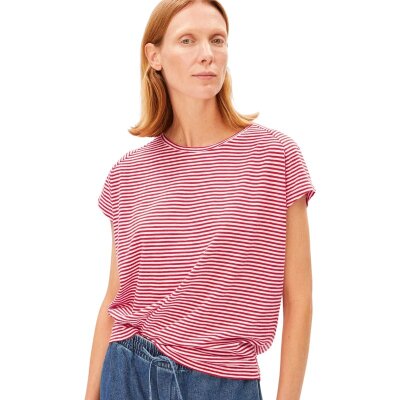 Slub Jersey Stripe T-Shirt Pink Mist Mars Red