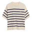 Stripe Linen Blend Sweater Undyed Tinted Navy