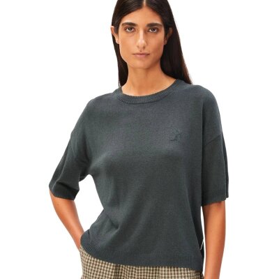 Linen Blend Knit Sweater Space Steel