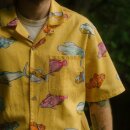 Exotic Fish Short Sleeve Shirt Cream Gold