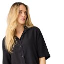 Loose Linen Blend Short Sleeve Shirt Black Jet