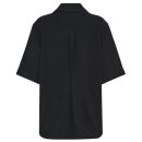 Loose Linen Blend Short Sleeve Shirt Black Jet