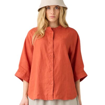 Organic Linen Shirt Burnt Brick