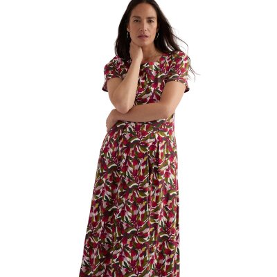 Veronica Dress Abstract Protea Chalk
