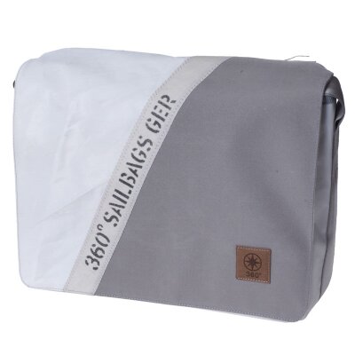 Segeltuchtasche Barkasse Weiss  Grau Stencil
